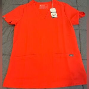 Figs Women's Scrub Top in Bright Red